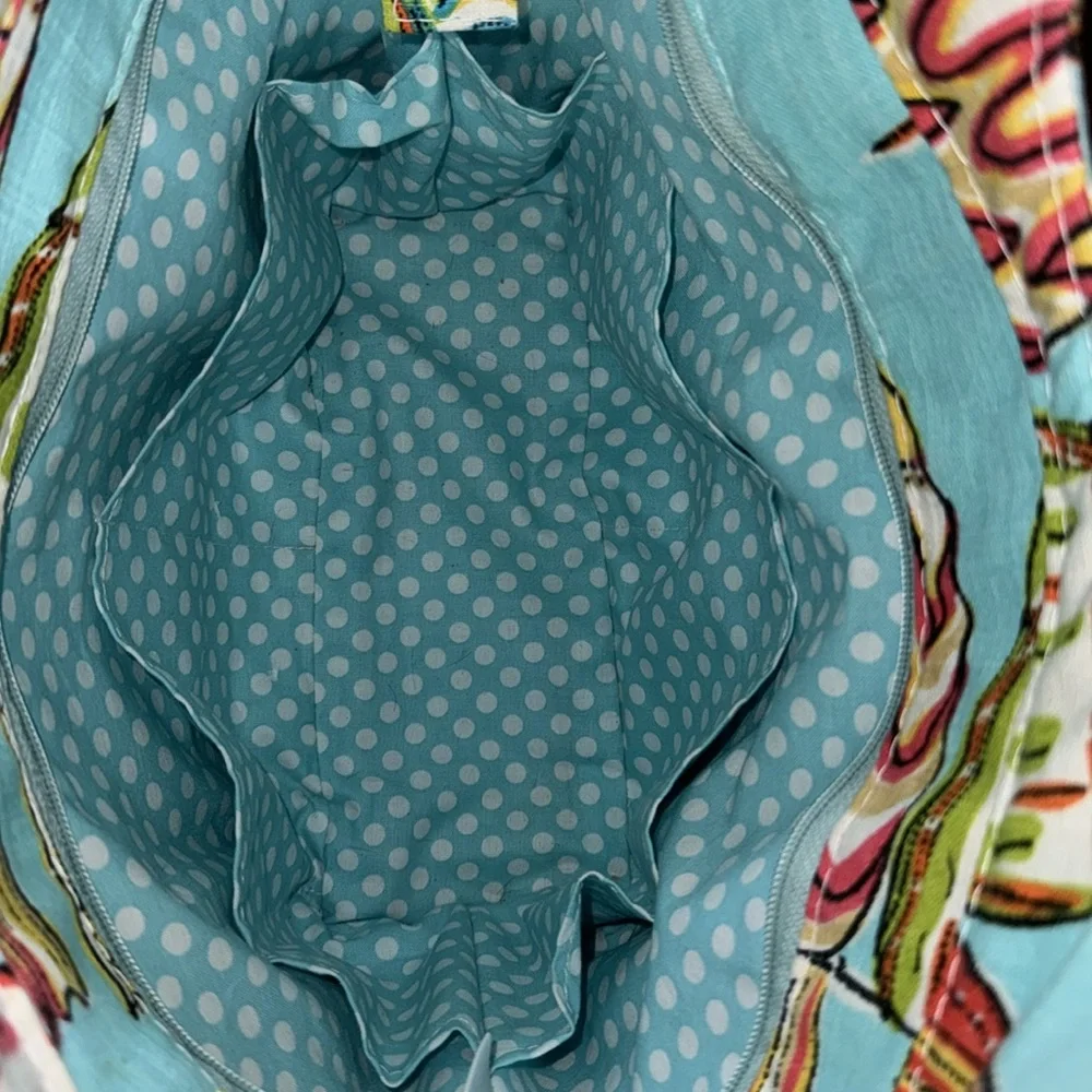 Berkshire Bags Sorrento Zip Top Multi-Pocket Artistic Fabric Footed Tote Bag - Picture 5 of 12